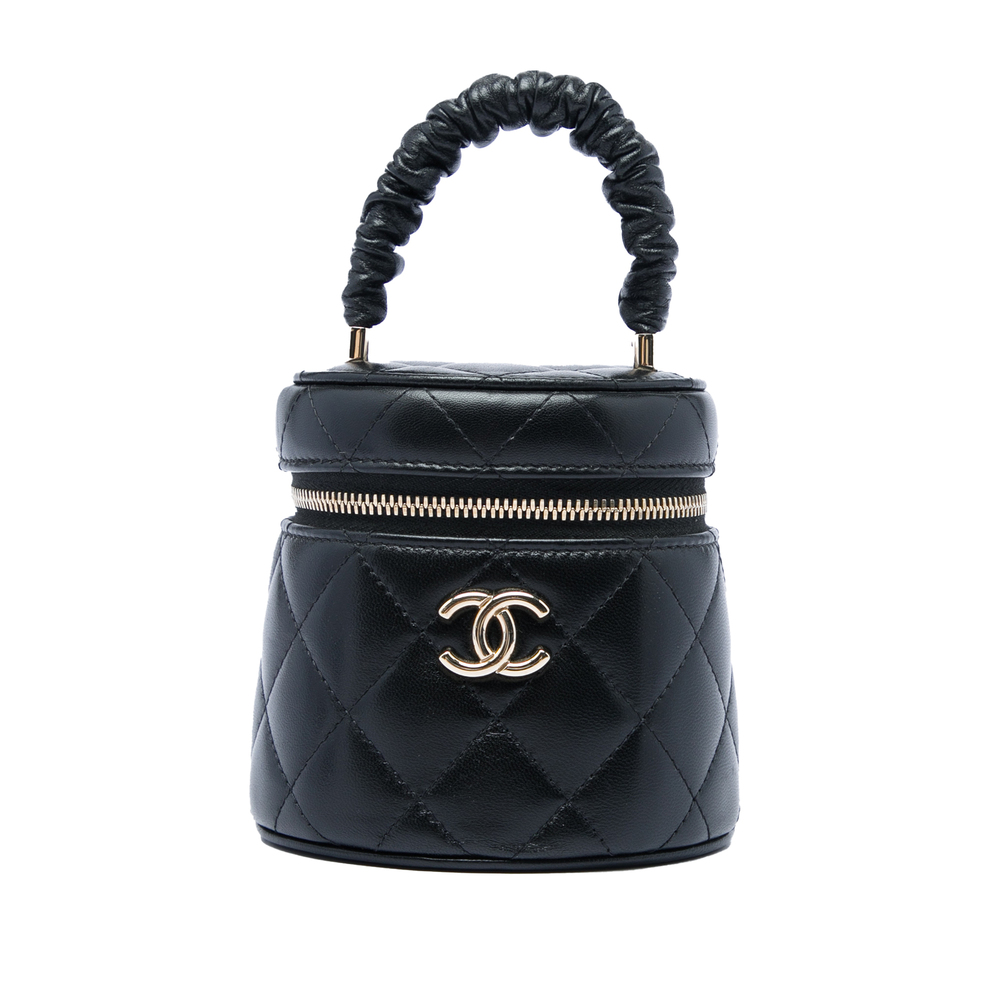Pre-Loved Chanel Mini Quilted Lambskin Ruched Handle Vanity Case
